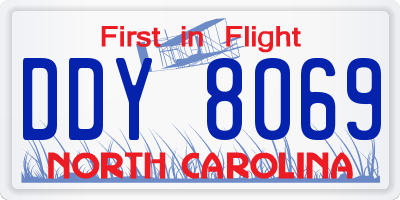 NC license plate DDY8069