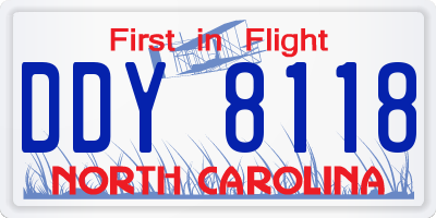 NC license plate DDY8118