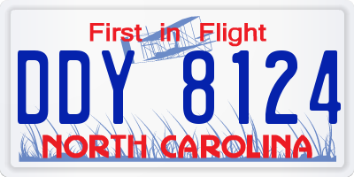 NC license plate DDY8124