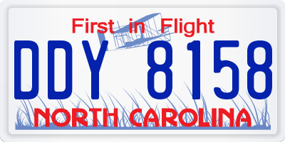 NC license plate DDY8158