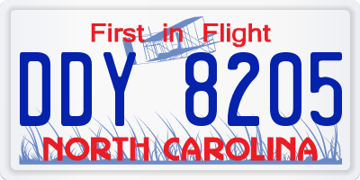 NC license plate DDY8205