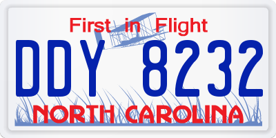 NC license plate DDY8232