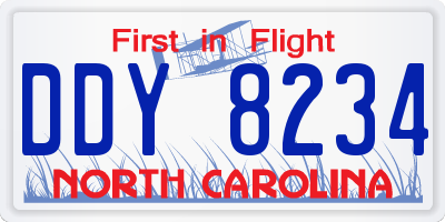 NC license plate DDY8234