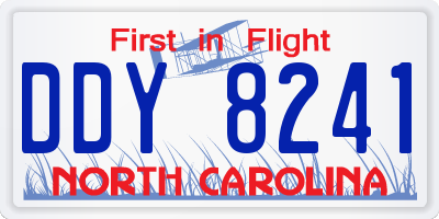 NC license plate DDY8241