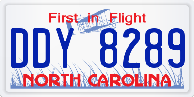 NC license plate DDY8289