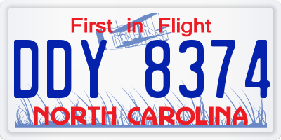 NC license plate DDY8374