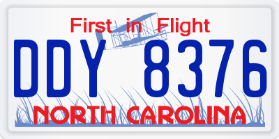 NC license plate DDY8376