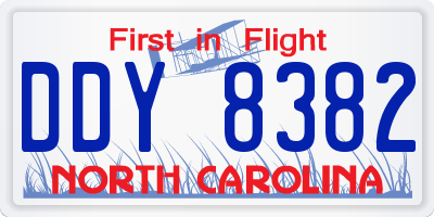 NC license plate DDY8382