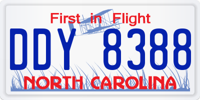 NC license plate DDY8388