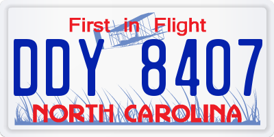 NC license plate DDY8407