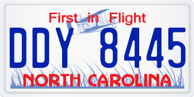 NC license plate DDY8445