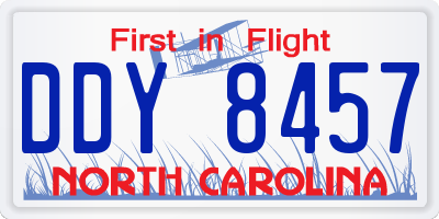 NC license plate DDY8457