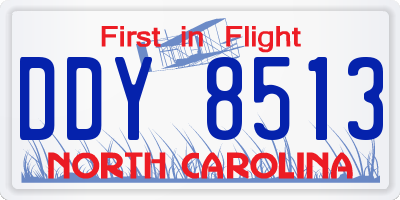 NC license plate DDY8513