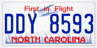 NC license plate DDY8593