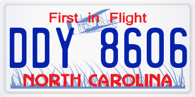 NC license plate DDY8606