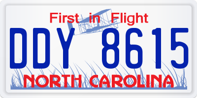 NC license plate DDY8615
