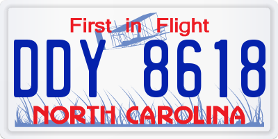 NC license plate DDY8618