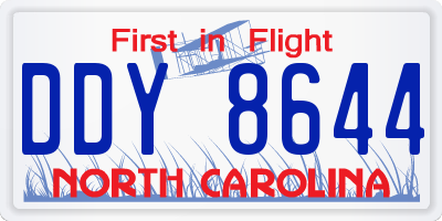 NC license plate DDY8644