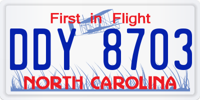 NC license plate DDY8703