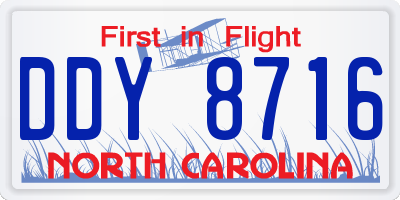 NC license plate DDY8716