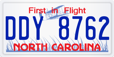 NC license plate DDY8762