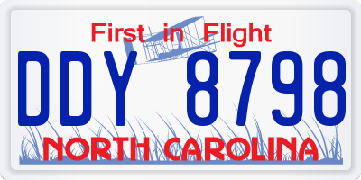 NC license plate DDY8798