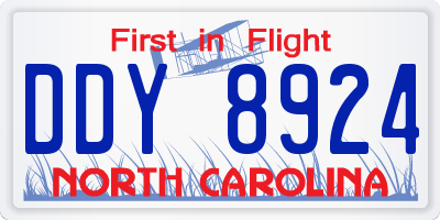 NC license plate DDY8924