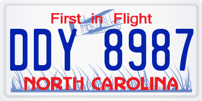 NC license plate DDY8987