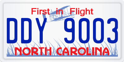 NC license plate DDY9003