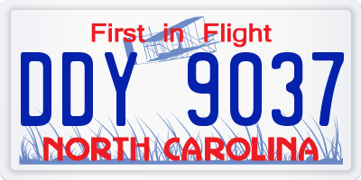 NC license plate DDY9037
