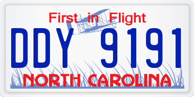 NC license plate DDY9191