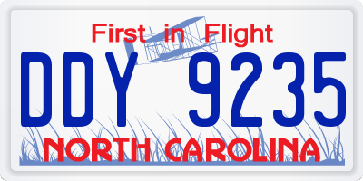 NC license plate DDY9235