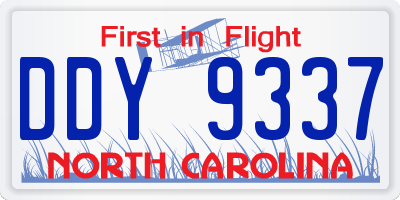 NC license plate DDY9337