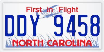 NC license plate DDY9458