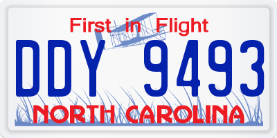 NC license plate DDY9493