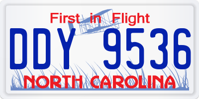 NC license plate DDY9536