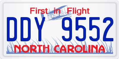 NC license plate DDY9552