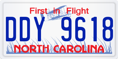 NC license plate DDY9618