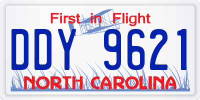 NC license plate DDY9621