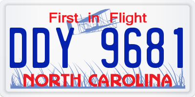 NC license plate DDY9681
