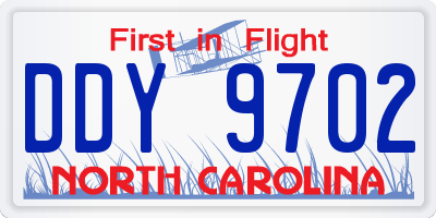 NC license plate DDY9702