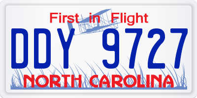 NC license plate DDY9727