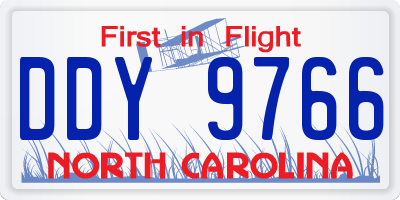 NC license plate DDY9766