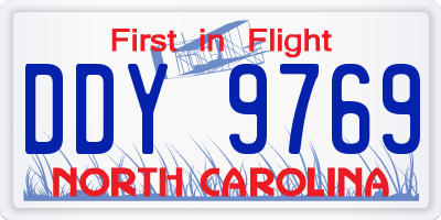 NC license plate DDY9769