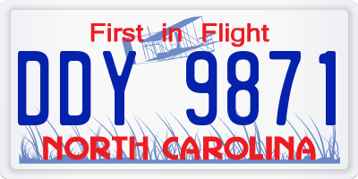 NC license plate DDY9871