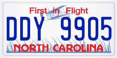 NC license plate DDY9905