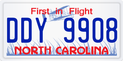 NC license plate DDY9908