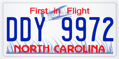 NC license plate DDY9972