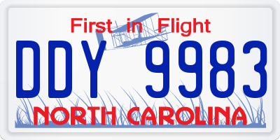 NC license plate DDY9983