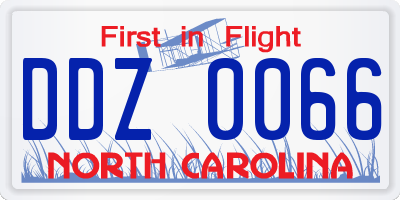 NC license plate DDZ0066